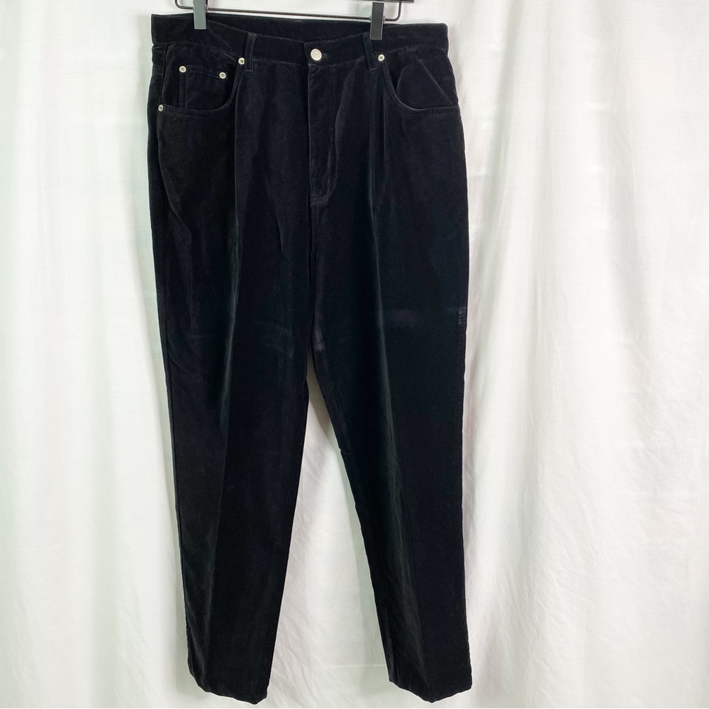 Vintage 90s Black Velvet Velour High Rise Jeans Pants 14